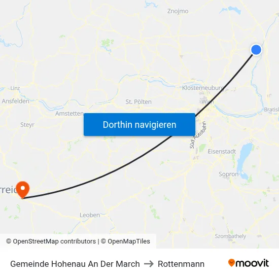 Gemeinde Hohenau An Der March to Rottenmann map