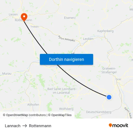 Lannach to Rottenmann map