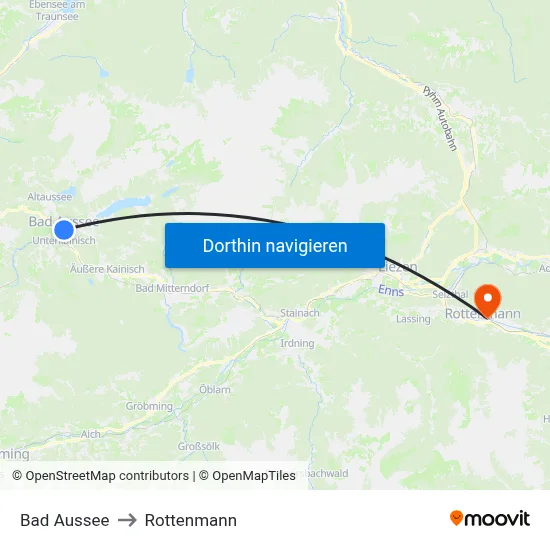 Bad Aussee to Rottenmann map