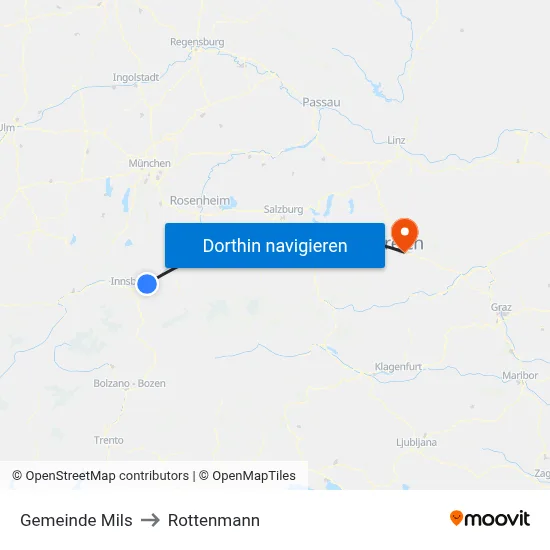 Gemeinde Mils to Rottenmann map