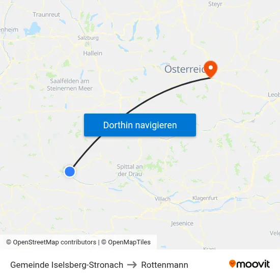 Gemeinde Iselsberg-Stronach to Rottenmann map