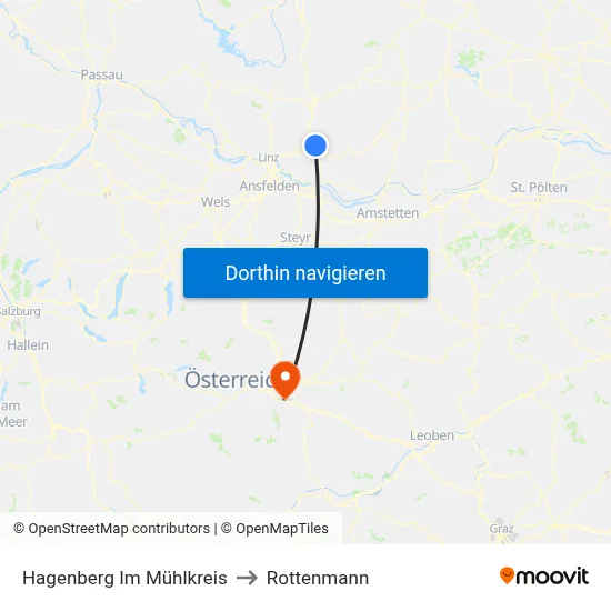 Hagenberg Im Mühlkreis to Rottenmann map