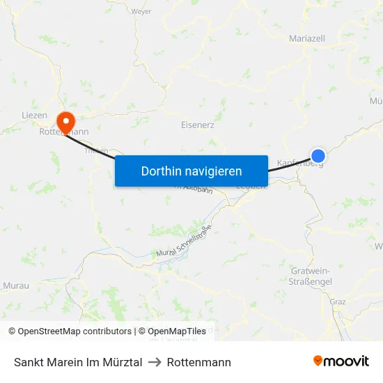 Sankt Marein Im Mürztal to Rottenmann map