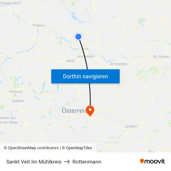 Sankt Veit Im Mühlkreis to Rottenmann map