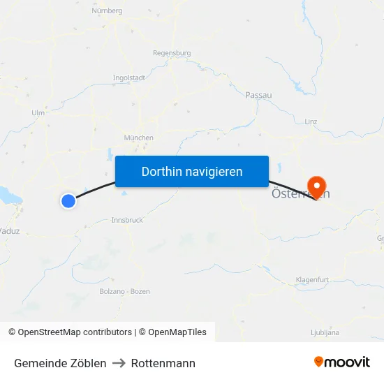 Gemeinde Zöblen to Rottenmann map