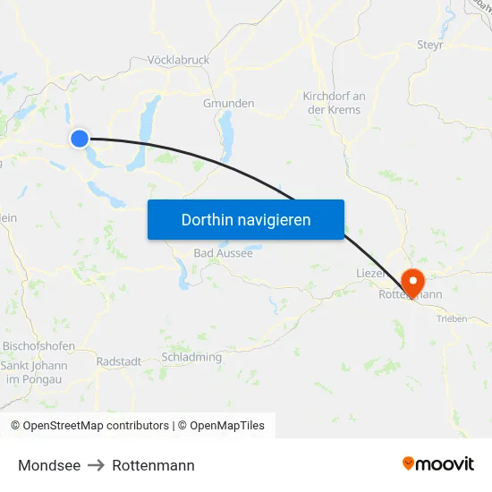 Mondsee to Rottenmann map