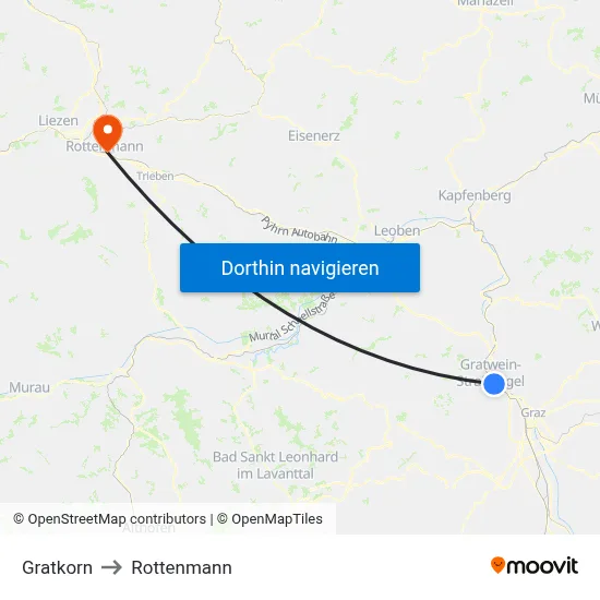 Gratkorn to Rottenmann map