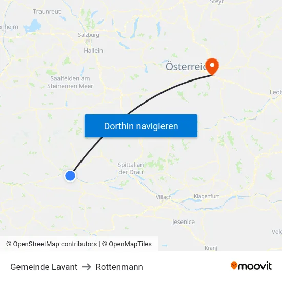 Gemeinde Lavant to Rottenmann map