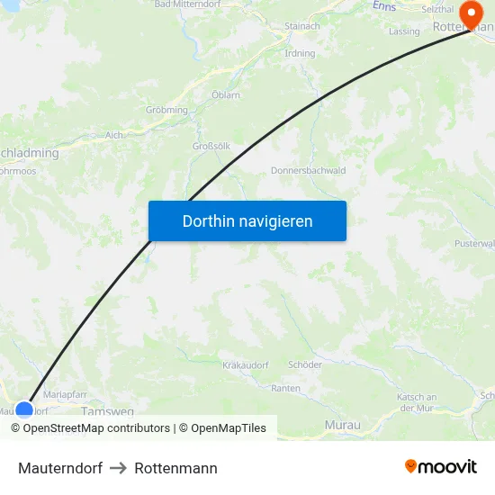 Mauterndorf to Rottenmann map