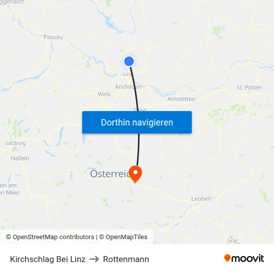 Kirchschlag Bei Linz to Rottenmann map