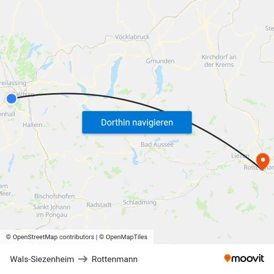 Wals-Siezenheim to Rottenmann map