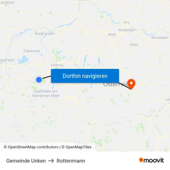 Gemeinde Unken to Rottenmann map
