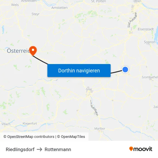 Riedlingsdorf to Rottenmann map