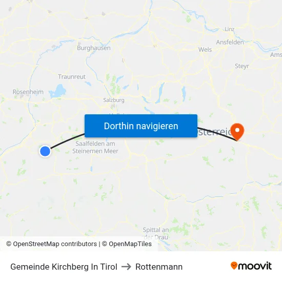 Gemeinde Kirchberg In Tirol to Rottenmann map