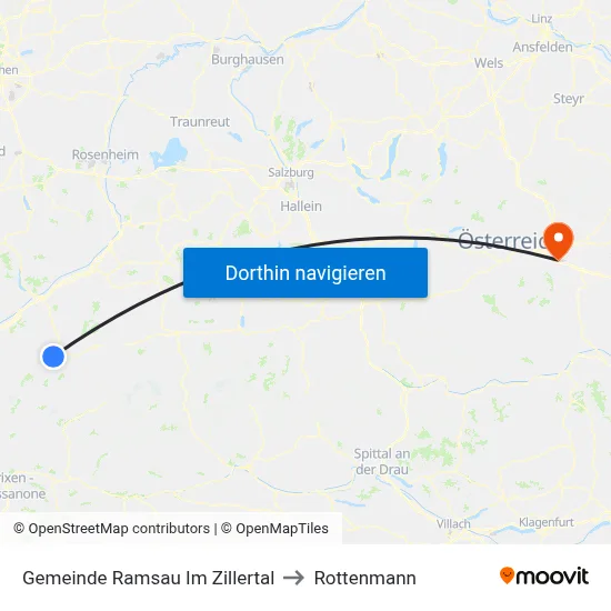 Gemeinde Ramsau Im Zillertal to Rottenmann map