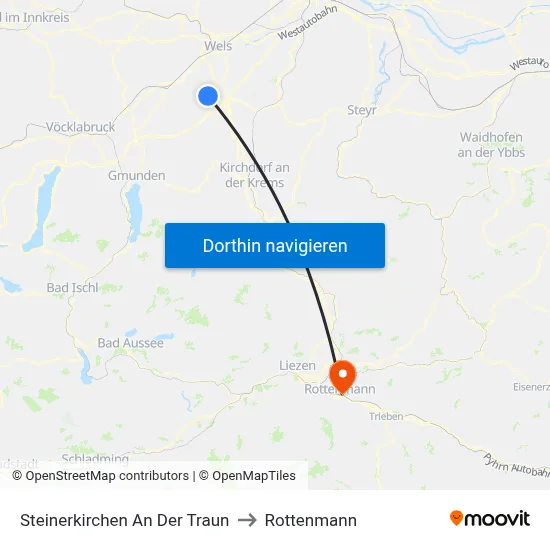 Steinerkirchen An Der Traun to Rottenmann map