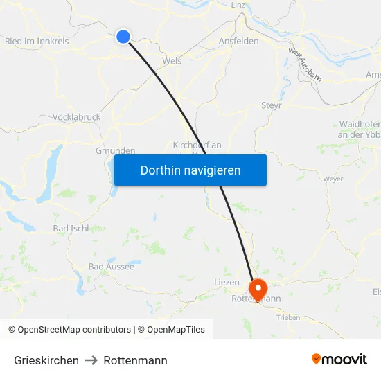 Grieskirchen to Rottenmann map