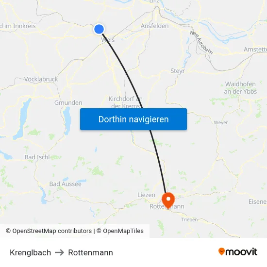 Krenglbach to Rottenmann map