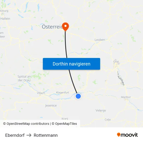 Eberndorf to Rottenmann map