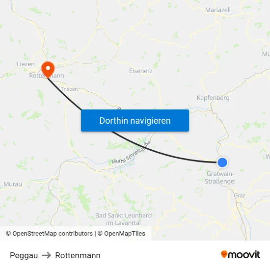 Peggau to Rottenmann map