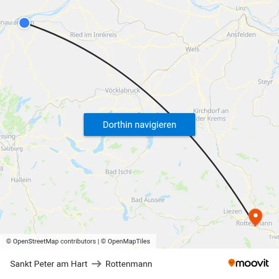 Sankt Peter am Hart to Rottenmann map