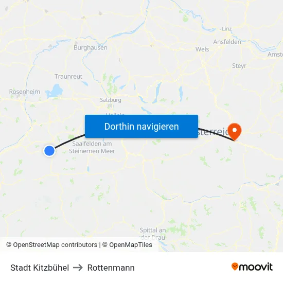 Stadt Kitzbühel to Rottenmann map