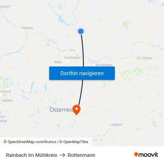 Rainbach Im Mühlkreis to Rottenmann map