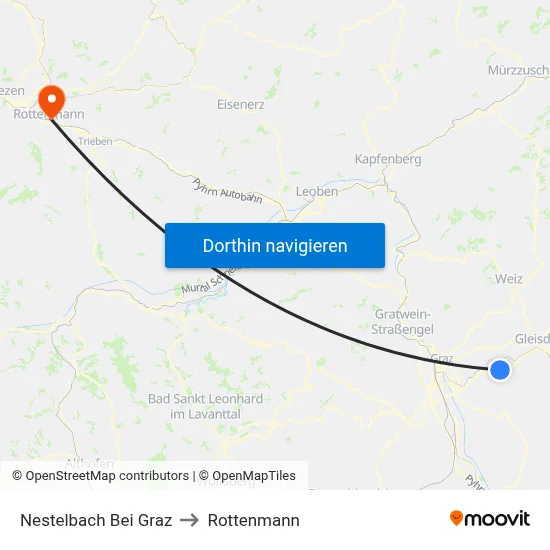 Nestelbach Bei Graz to Rottenmann map