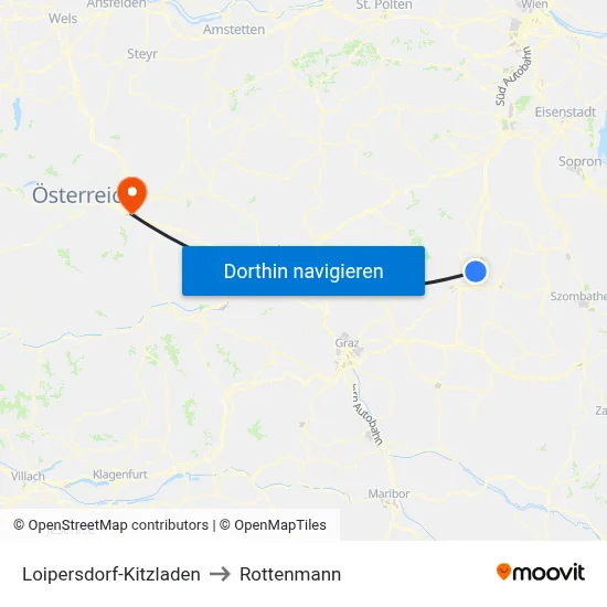 Loipersdorf-Kitzladen to Rottenmann map