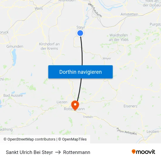 Sankt Ulrich Bei Steyr to Rottenmann map