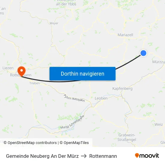 Gemeinde Neuberg An Der Mürz to Rottenmann map