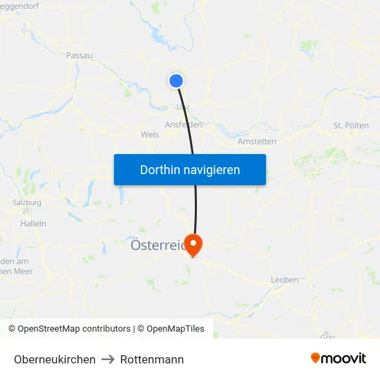 Oberneukirchen to Rottenmann map