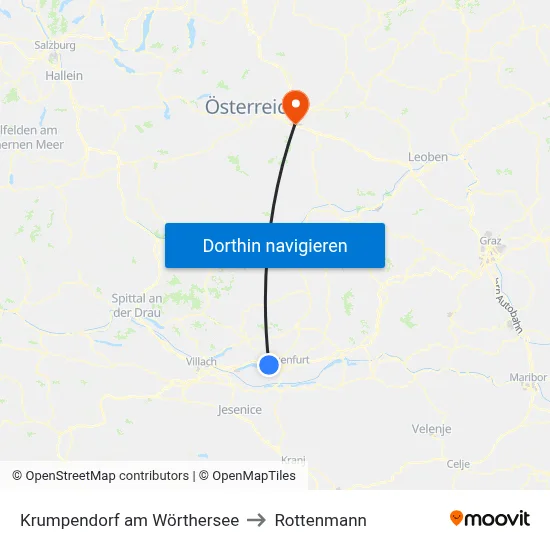 Krumpendorf am Wörthersee to Rottenmann map