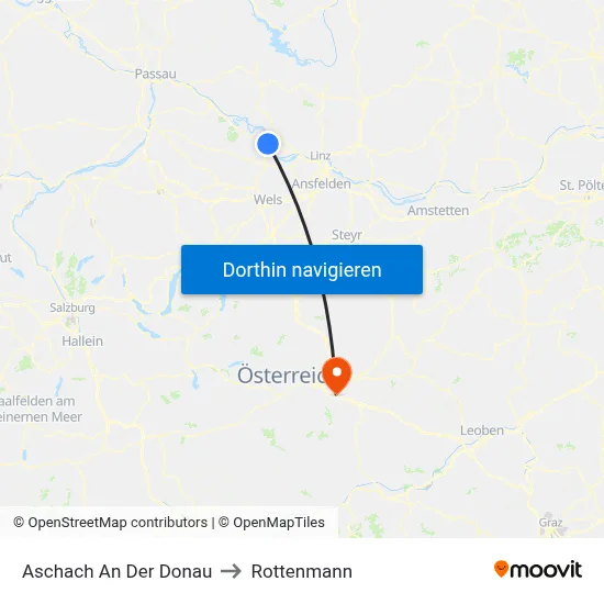 Aschach An Der Donau to Rottenmann map