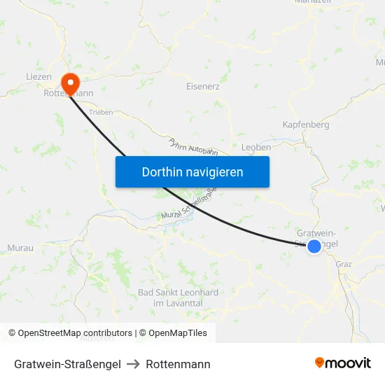 Gratwein-Straßengel to Rottenmann map