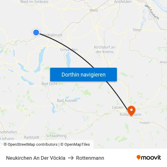 Neukirchen An Der Vöckla to Rottenmann map