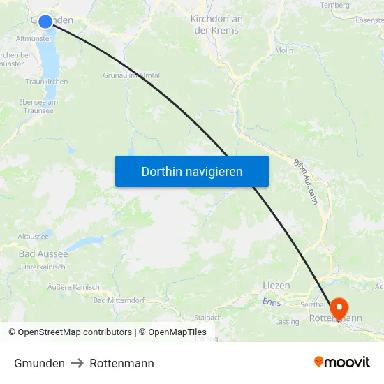 Gmunden to Rottenmann map