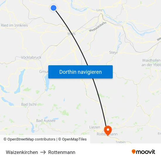 Waizenkirchen to Rottenmann map
