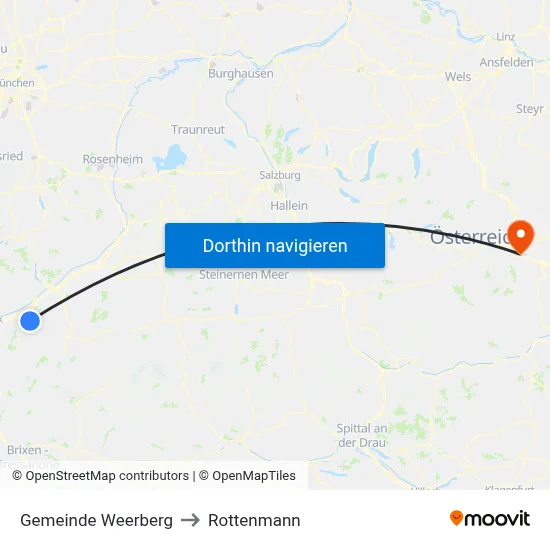 Gemeinde Weerberg to Rottenmann map