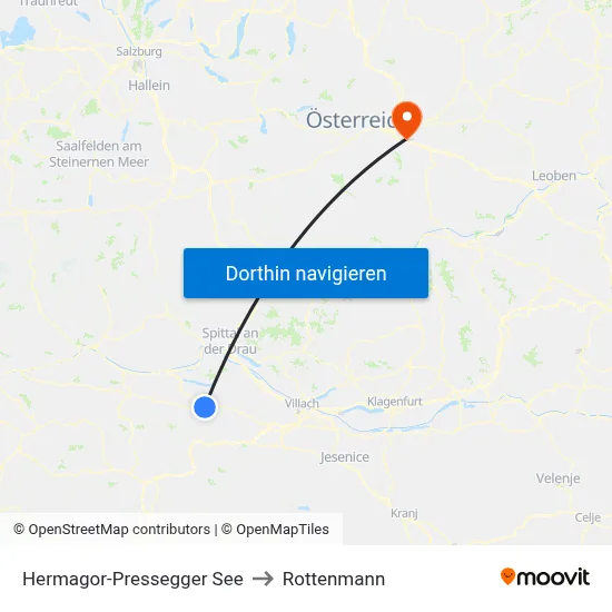 Hermagor-Pressegger See to Rottenmann map