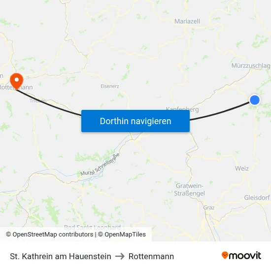 St. Kathrein am Hauenstein to Rottenmann map
