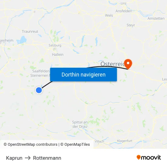Kaprun to Rottenmann map