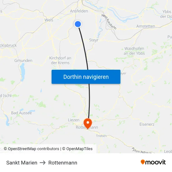 Sankt Marien to Rottenmann map