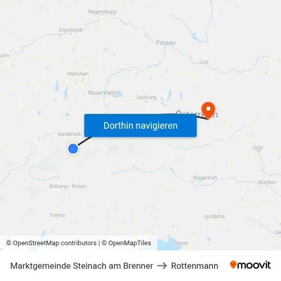 Marktgemeinde Steinach am Brenner to Rottenmann map