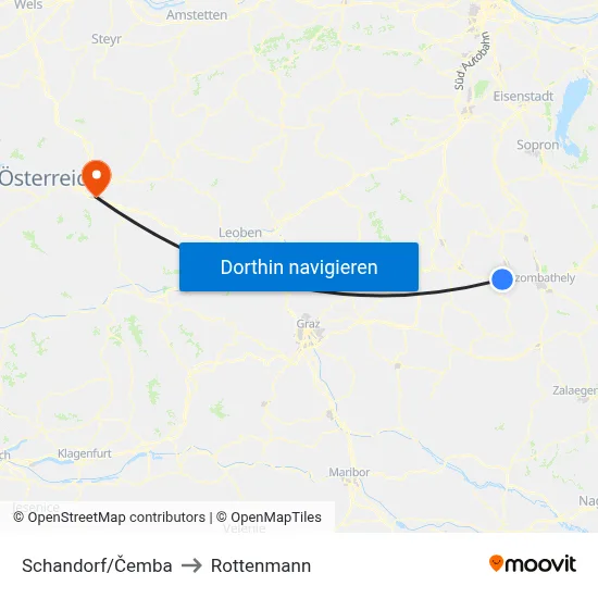 Schandorf/Čemba to Rottenmann map