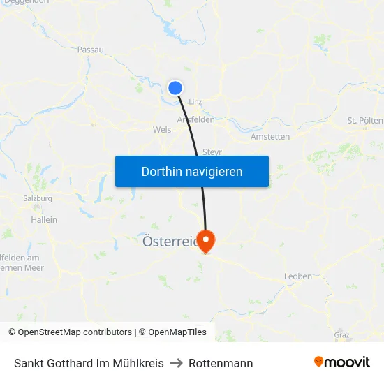 Sankt Gotthard Im Mühlkreis to Rottenmann map