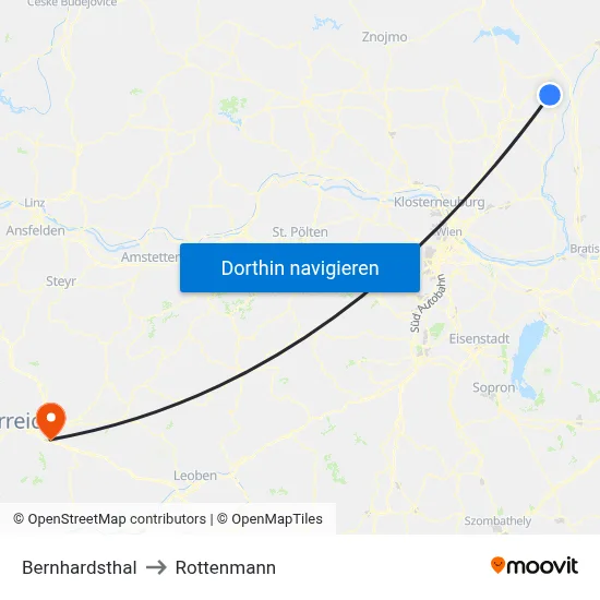 Bernhardsthal to Rottenmann map