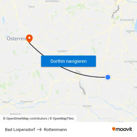 Bad Loipersdorf to Rottenmann map