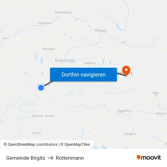 Gemeinde Birgitz to Rottenmann map