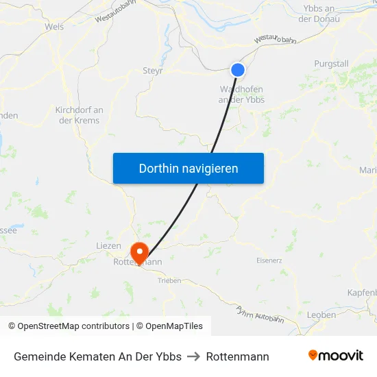 Gemeinde Kematen An Der Ybbs to Rottenmann map